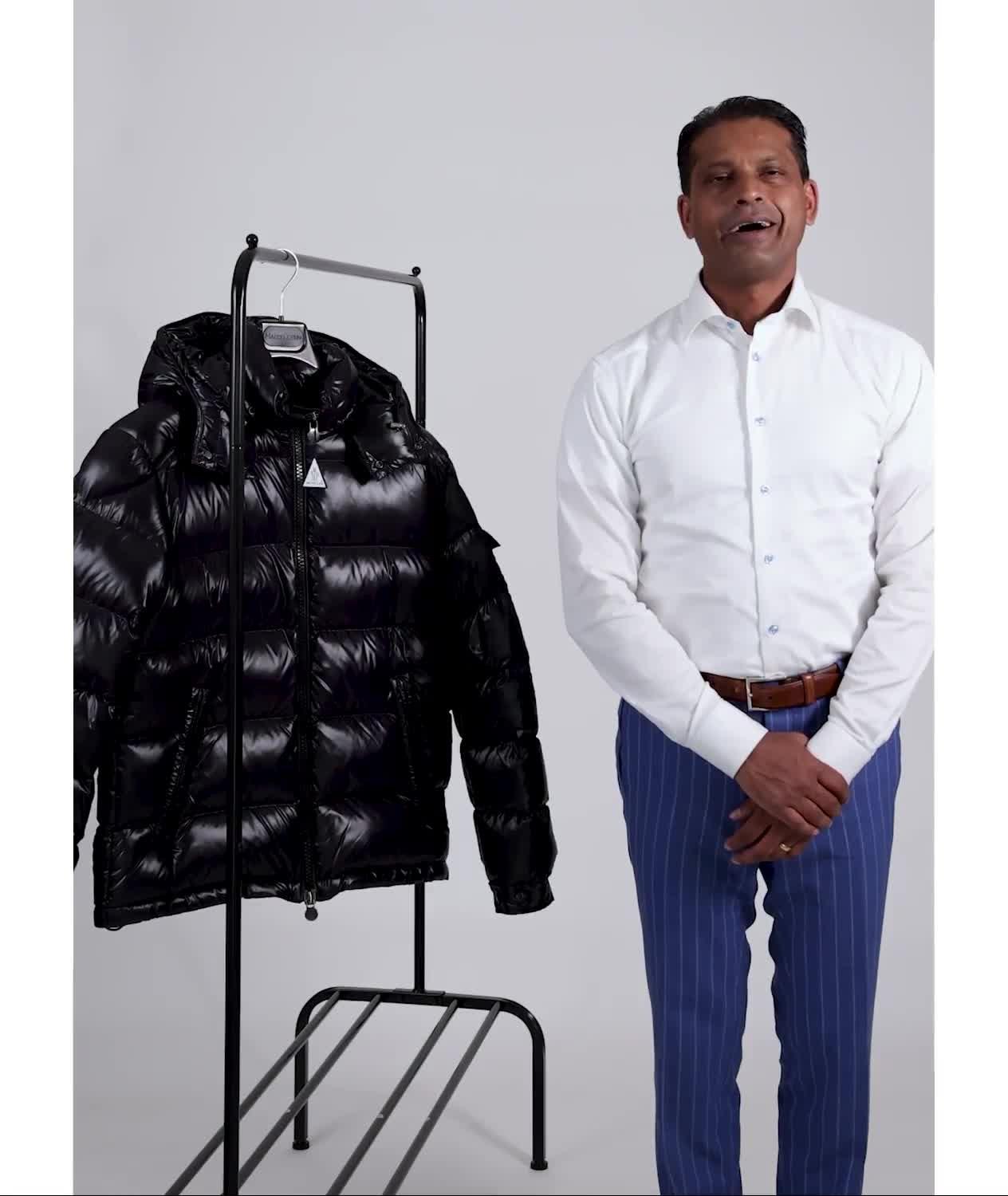 Moncler wet look puffer jacket online